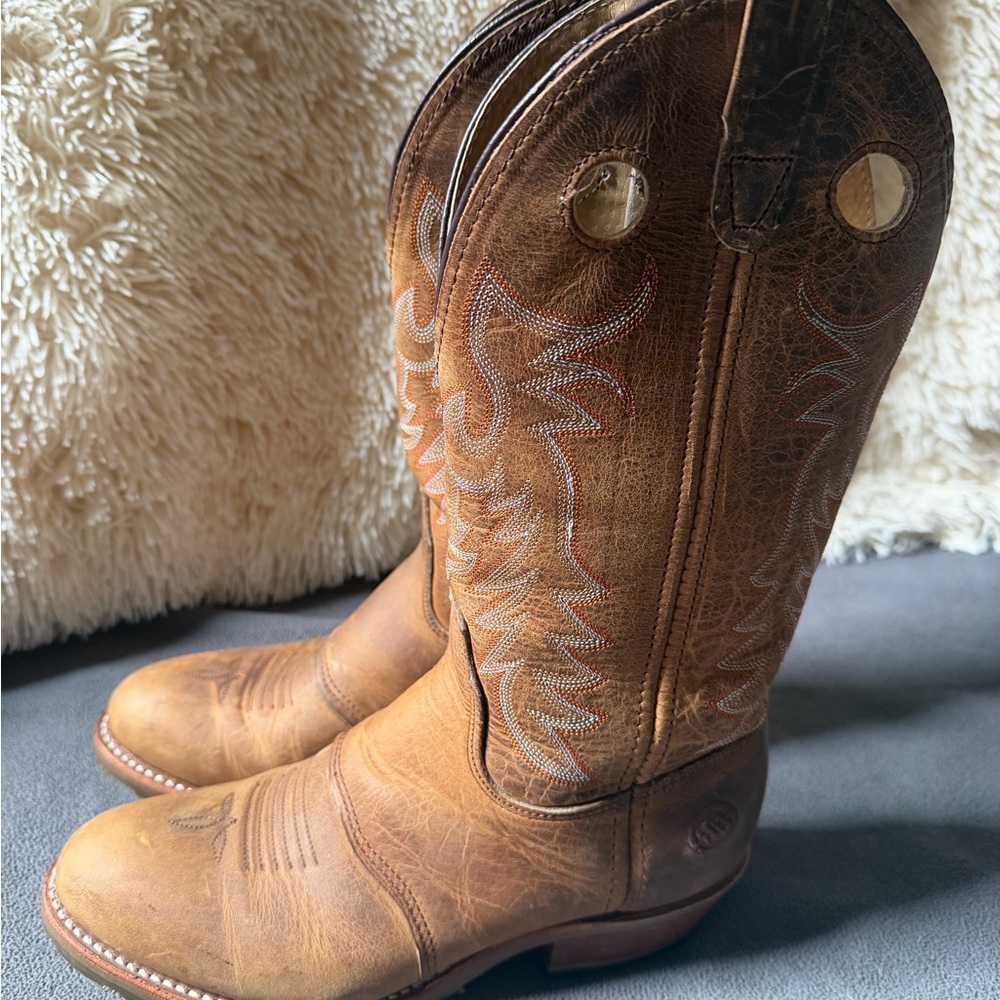 Double H Tan Leather Western Boot Interior Detail